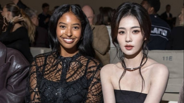 ??黑珍珠vs白玫瑰！科比大女兒與白鹿同框看秀