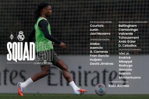 皇馬遠(yuǎn)征阿拉木圖名單：姆巴佩、維尼修斯領(lǐng)銜，米利唐因傷缺席