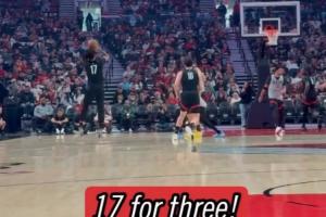 配合挺默契！楊瀚森手遞手助攻夏普投進(jìn)三分 后者最終奪得本場MVP