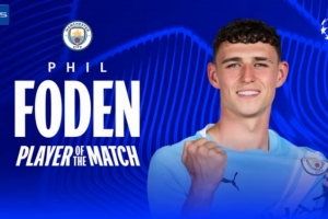 遠(yuǎn)射雙響！福登當(dāng)選曼城vs多特全場最佳球員