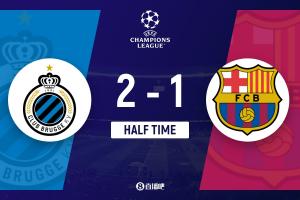 半場-巴薩暫1-2布魯日 費蘭-托雷斯破門博爾赫斯傳射