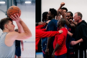 近況不佳&1勝8負！快船發(fā)布訓練照：小卡給全隊鼓勁 哈登心情不錯