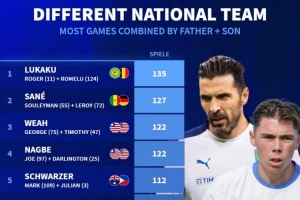 德轉盤點不同國家隊父子：盧卡庫父子、齊達內(nèi)父子、維阿父子在列