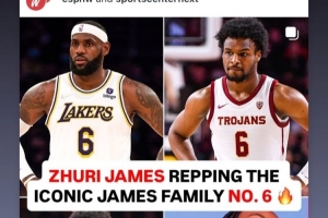 全家6號(hào)！詹姆斯轉(zhuǎn)發(fā)自己和三個(gè)子女均身穿6號(hào)球衣照