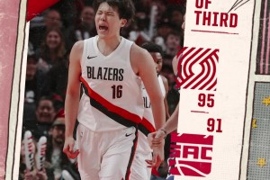 排面??楊瀚森單節(jié)爆轟14分2板1助1帽！直接上球隊(duì)海報(bào)封面